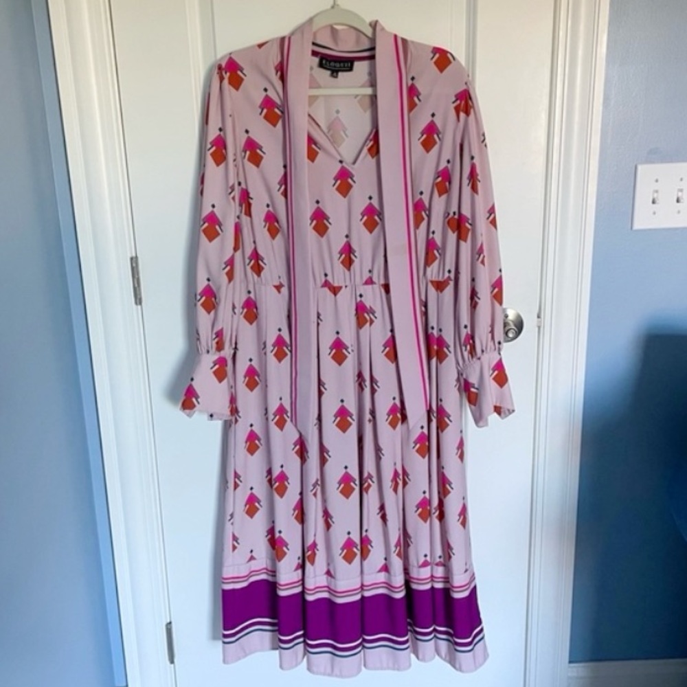 New! Eloquii tie neck pleated midi Dress nwot 18535